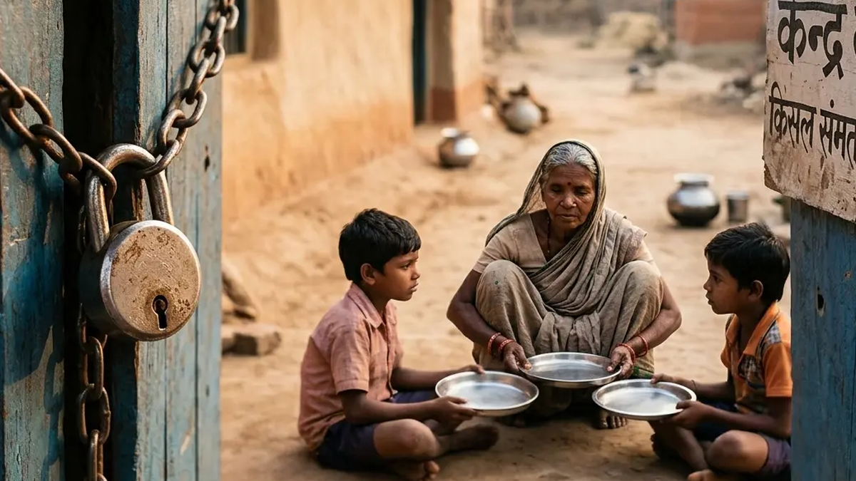 रानीश्वर के आसनबनी स्थित बंद मुख्यमंत्री दाल-भात केंद्र का दृश्य