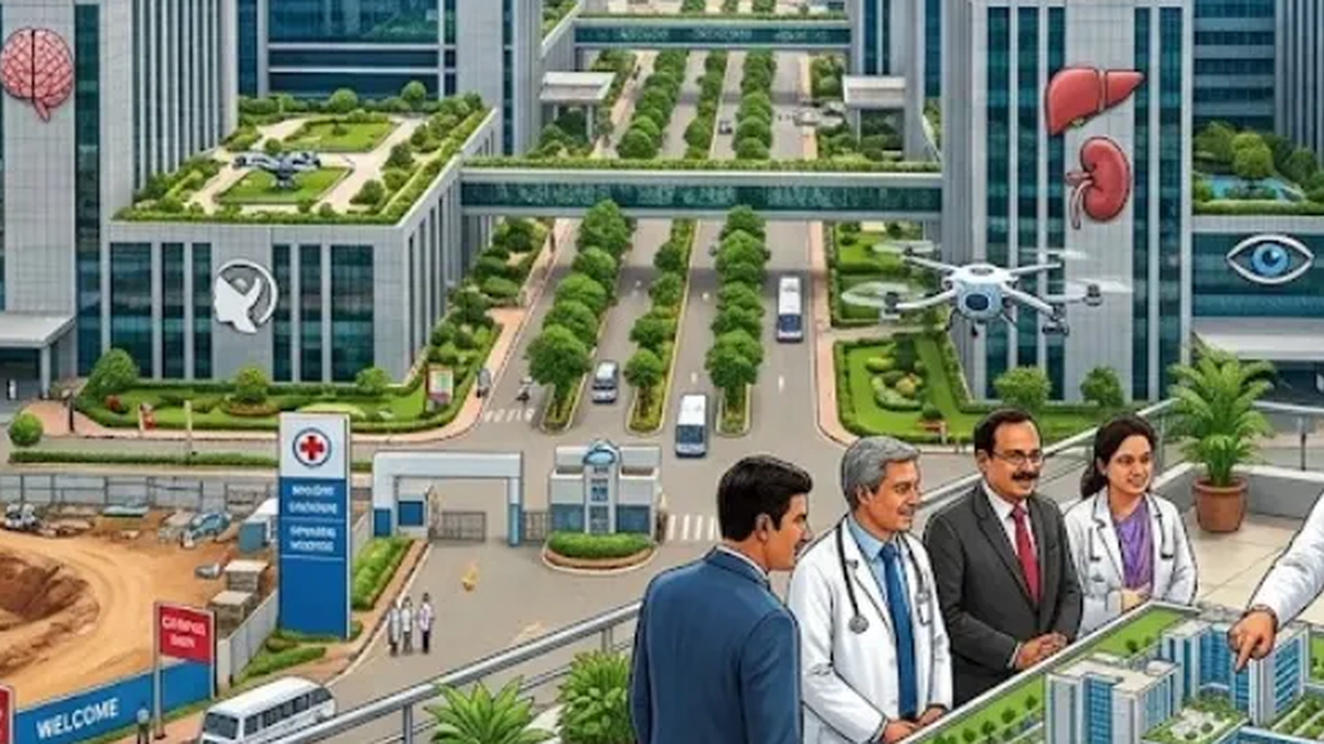 रांची में प्रस्तावित मेडिको सिटी परियोजना से जुड़ी सांकेतिक स्वास्थ्य अवसंरचना