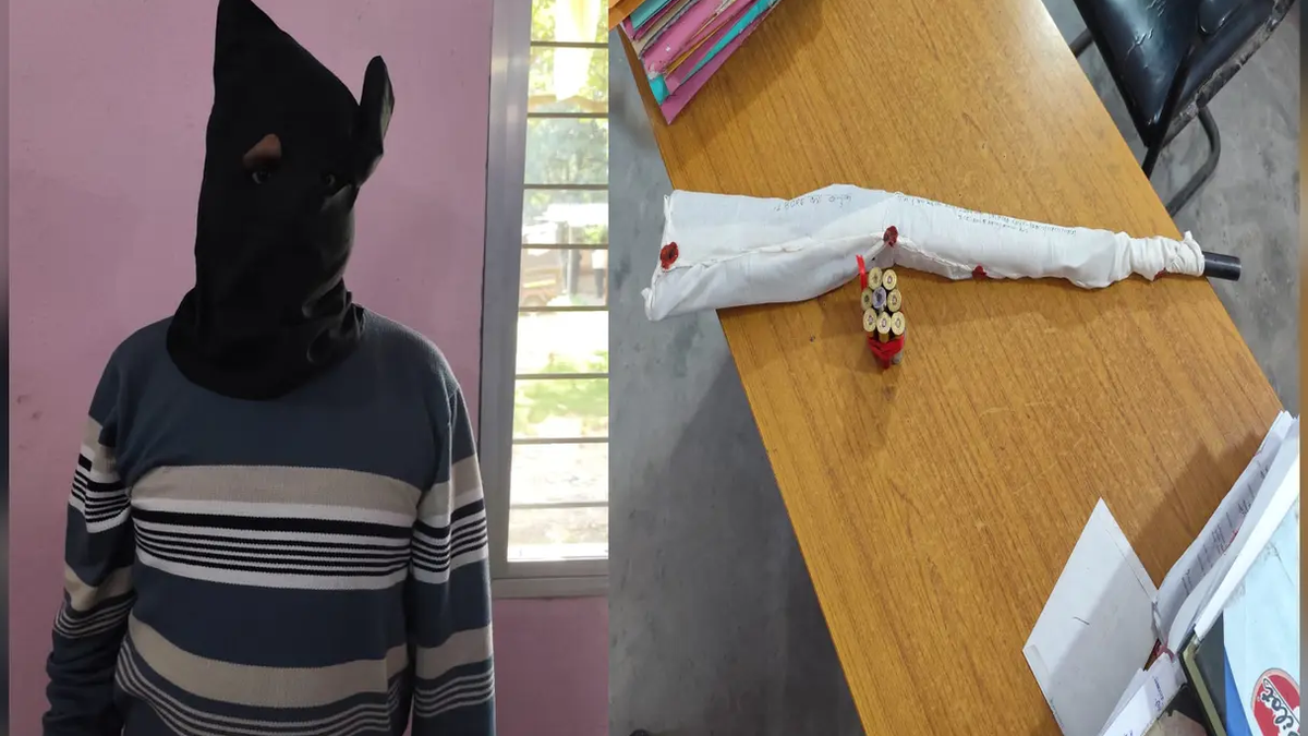 पतरातू में फायरिंग के बाद पुलिस द्वारा जब्त बंदूक और कारतूस