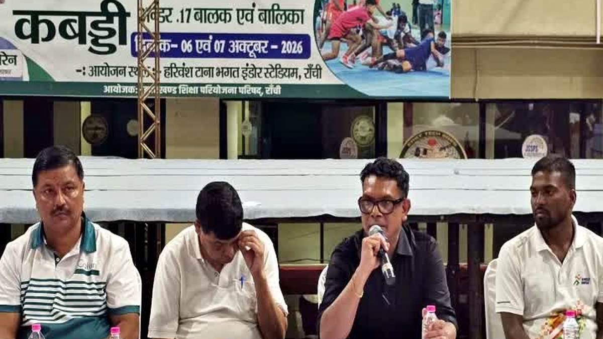 रांची खेलगांव में आयोजित होने वाली खो-खो और कबड्डी प्रतियोगिता के लिए तैयार स्टेडियम