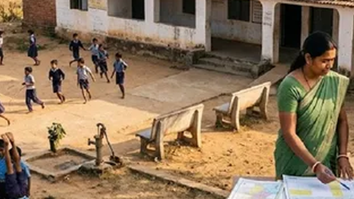 चतरा के सरकारी विद्यालयों के विकास की तीन वर्षीय योजना से संबंधित प्रतीकात्मक दृश्य