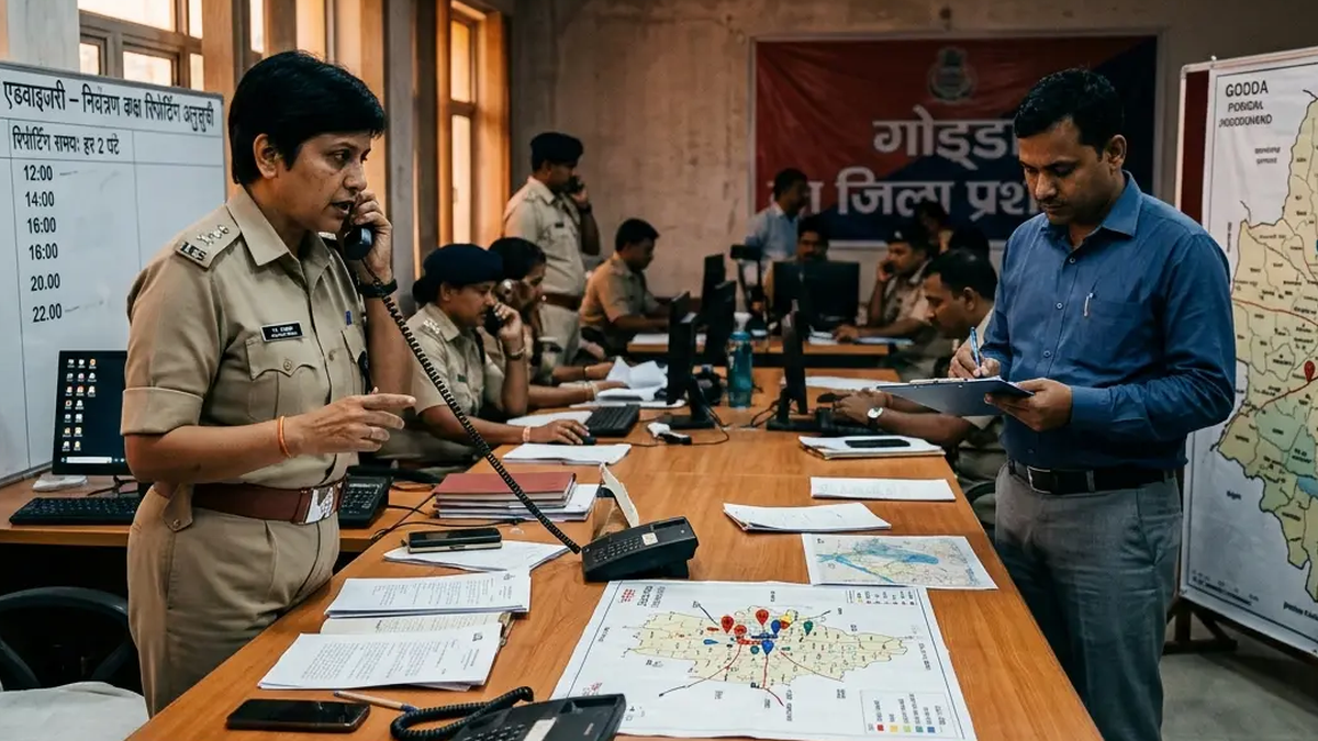 दुर्गा पूजा के दौरान गोड्डा में सुरक्षा निगरानी के लिए सक्रिय जिला नियंत्रण कक्ष