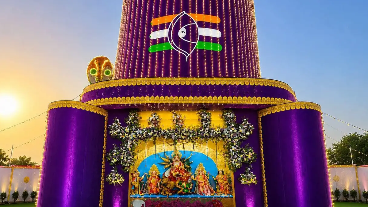 कोडरमा के ताराटांड़ में प्रस्तावित शिवलिंगनुमा दुर्गा पूजा पंडाल का प्रारूप